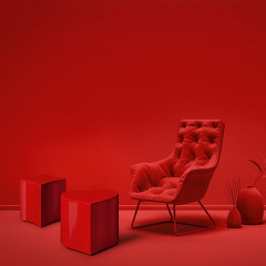 Kerasan Artwork Столик декоративный на стальной основе "QUADRI", 55х45х41 см, цвет красный глянцевый