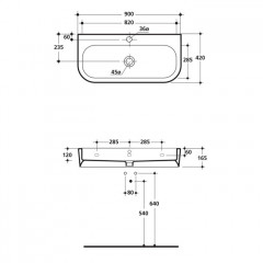 KERASAN Retro 69, раковина 69*52см с 1 отв., цвет: черный глянцевый