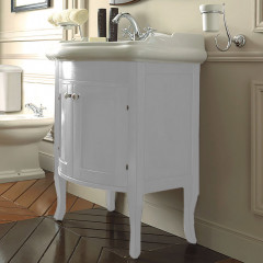 KERASAN Retro 734930, база 73см, с закругленным фасадом, под раковину 1047, цвет белый матовый, ручки: керамика