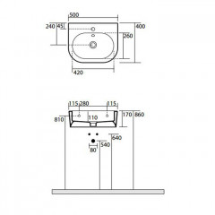 Kerasan Flo раковина 50х40 с 1 отверстием под смеситель, цвет белый