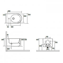 Kerasan Nolita Биде подвесное с 1 отв. под смеситель 55х35 см, с креплениями WB9N., цвет черный матовый