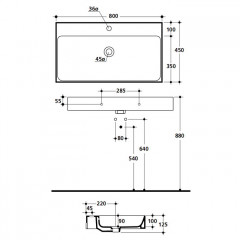 KERASAN Cento Металлическая структура подвесная со стеклянной полкой 80x45см, хром (упаковка-2 коробки)