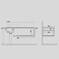 KERASAN LOUISE Структура металлическая подвесная 140 см, нерж сталь, с полкой, с отв под раковину,с полотенцедерж, цвет белый матовый