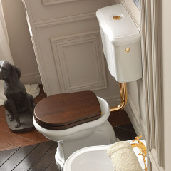 KERASAN Механизм слива одинарный для низкого бачка, без трубы без подводки, цвет золото