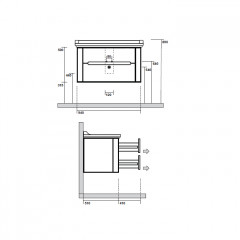 Kerasan Waldorf База подвесная под раковину 100см, с 2-мя ящиками, цвет bi vaniglia matt