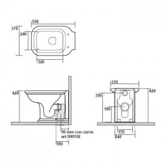 Kerasan Waldorf Унитаз напольный пристенный 55х37см, выпуск универсальный, цвет: черный
