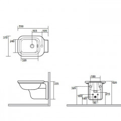 Kerasan Waldorf Биде подвесное с 1 отв. под смеситель 55х37см, цвет: черный, заглушка хром