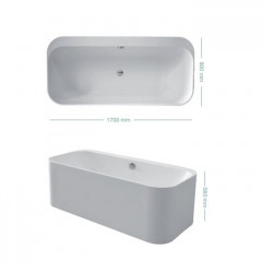 KERASAN Tribeca Ванна свободностоящая акриловая 170х80х58см в комплекте со сливом Clic-clac, цвет белый
