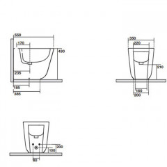 Kerasan Tribeca Биде напольное пристенное 55 см, с 1 отв под смеситель, c креплением WB5N, цвет: Nocciola