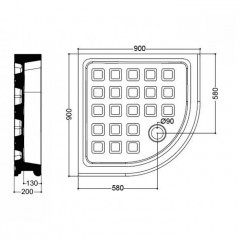 KERASAN Retro поддон угловой полукруглый 90х90см, R55, диаметр слива 90, цвет белый