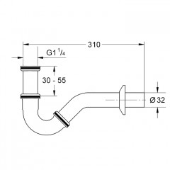Kerasan Retro Сифон для биде 310мм, хром