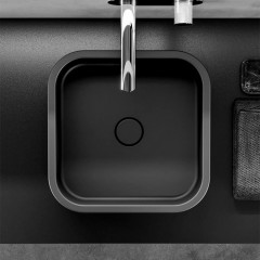 Kerasan Hako Раковина накладная квадратная 40х40хH15 см, без отв под смеситель, цвет: черный матовый