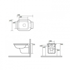 Kerasan Waldorf Унитаз подвесной 55х37см, цвет черный глянцевый
