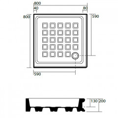 KERASAN Retro поддон угловой квадратный 80х80см, диаметр слива 90, цвет белый