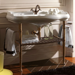 KERASAN Retro Металлическая структура с полкой-решеткой, полотенцедержателями и мыльницей, для раковины 1050, бронза