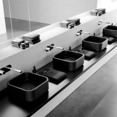 Kerasan Hako Раковина накладная квадратная 40х40хH15 см, без отв под смеситель, цвет: черный матовый