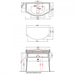 KERASAN Retro, раковина 100*54,5см с 1 отв. под смеситель, цвет: белый