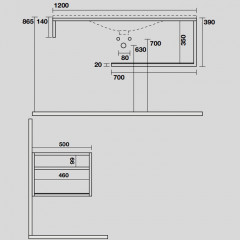 KERASAN SHAPE LOUISE Структура 1220х520 мм., подвесная, нержавеющая сталь, полка белая, цвет черный матовый