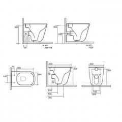 Kerasan Tribeca Унитаз напольный пристенный 55 см БЕЗОБОДКОВЫЙ, c креплением WB5N, цвет: белый