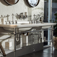 Kerasan Waldorf Металлическая структура для раковины 150см, со стеклянной полочкой, цвет бронза (из 2-х коробок: арт. 919593+920293 и 919801)