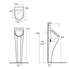 KERASAN Aquatech Писсуар напольный в комплекте с сифоном и креплением, цвет белый