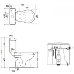 Kerasan Waldorf/Retro Механизм слива NEW с боковой ручкой (уст-ка справа), для бачка моноблок 4179/1071, цвет золото