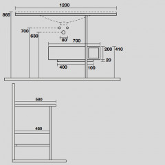 KERASAN SHAPE THELMA Структура напольная для раковины 1220 мм., нержавеющая сталь, ящик черный матовый, фронт дуб, цвет черный матовый