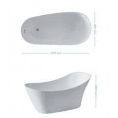 KERASAN Waldorf Ванна свободностоящая акриловая 167х82х65см в комплекте со сливом Clic-clac, цвет белый