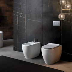 Kerasan Flo унитаз безободковый, приставной 55 см, слив универсальный, цвет белый (крепить на силикон или на крепеж 762901)