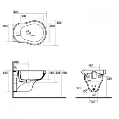 KERASAN Retro Биде подвесное 52*38см с 1 отв. под смеситель, цвет белый