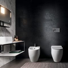 Kerasan Flo унитаз безободковый, приставной 55 см, слив универсальный, цвет белый (крепить на силикон или на крепеж 762901)