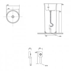 Kerasan The New Yorker Раковина свободностоящая D400*H890мм, слив в пол, сливная крышка, крепеж, цвет: белый матовый