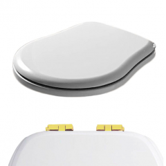 KERASAN Retro Сиденье для унитаза цвет белый/золото (микролифт)