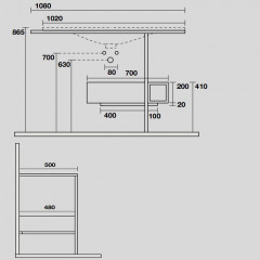 KERASAN SHAPE THELMA Структура напольная для раковины 1020 мм., нержавеющая сталь, ящик черный матовый, фронт дуб, цвет черный матовый
