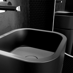 Kerasan Hako Раковина накладная квадратная 30х30хH15 см, без отв под смеситель, цвет: черный матовый