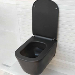 Kerasan Tribeca Унитаз подвесной 55см БЕЗОБОДКОВЫЙ, c креплением WB9N, цвет: чёрный матовый