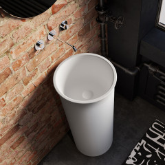 Kerasan The New Yorker Раковина свободностоящая D400*H890мм, слив в стену, сливная крышка, крепеж, цвет: белый матовый