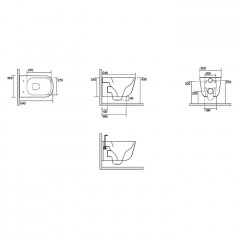 Kerasan Tribeca Унитаз подвесной 55см БЕЗОБОДКОВЫЙ, c креплением WB9N, цвет: чёрный матовый