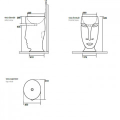 Kerasan Artwork Раковина свободностоящая "MOLOCO", с отверстием для слива в стену, цвет черный глянцевый