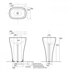 KERASAN Aquatech раковина отдельностоящая 60см, с креплением и сифоном, цвет белый (с мая 2022 срок поставки увеличен до 120 раб дней!!)