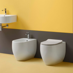 Kerasan Flo биде приставное 55 см, с 1 отв. под смеситель, цвет белый (крепить на силикон или на крепеж 762901)