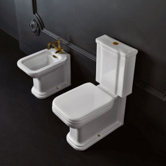 Механизм двойного слива с нижним подводом воды, цвет кнопки бронза