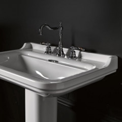 Kerasan Waldorf Раковина керамическая 80х55см, c 3 отверстиями под смеситель, белая, цвет заглушки - хром