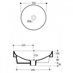 Kerasan Cento Раковина круглая, 35см, без отв под смес, без перелива накладная или встраиваемая, цвет: Verde muschio