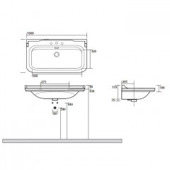 Kerasan Waldorf Раковина керамическая 100х55см, c 1 отверстием под смеситель, цвет: черный, заглушка хром