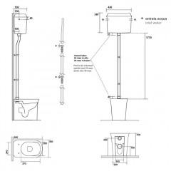 Kerasan The New Yorker Бачок подвесной (для высокой трубы) для унитаза 5618, (без трубы и механизма слива) подвод слева/справа , цвет: черный матовый