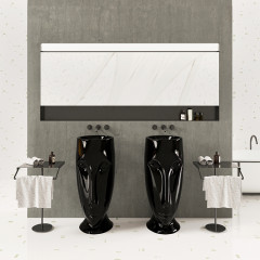 Kerasan Artwork Раковина свободностоящая "MOLOCO", с отверстием для слива в стену, цвет черный глянцевый