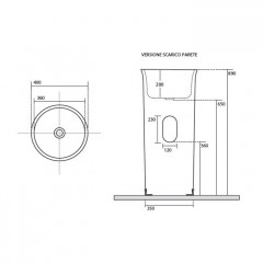 Kerasan The New Yorker Раковина свободностоящая D400*H890мм, слив в стену, сливная крышка, крепеж, цвет: белый матовый