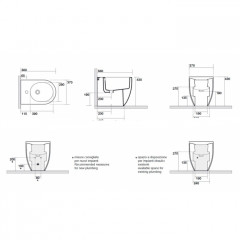 Kerasan Flo биде напольное приставное 56см, с 1 отв. под смеситель, с крепежом Wb5N в комплекте, цвет белый