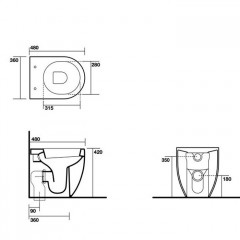 Kerasan Flo унитаз приставной 48см, слив в стену, с крепежом WB5N, цвет белый (На фабрике есть остаток - продается комплектом с биде 312101)